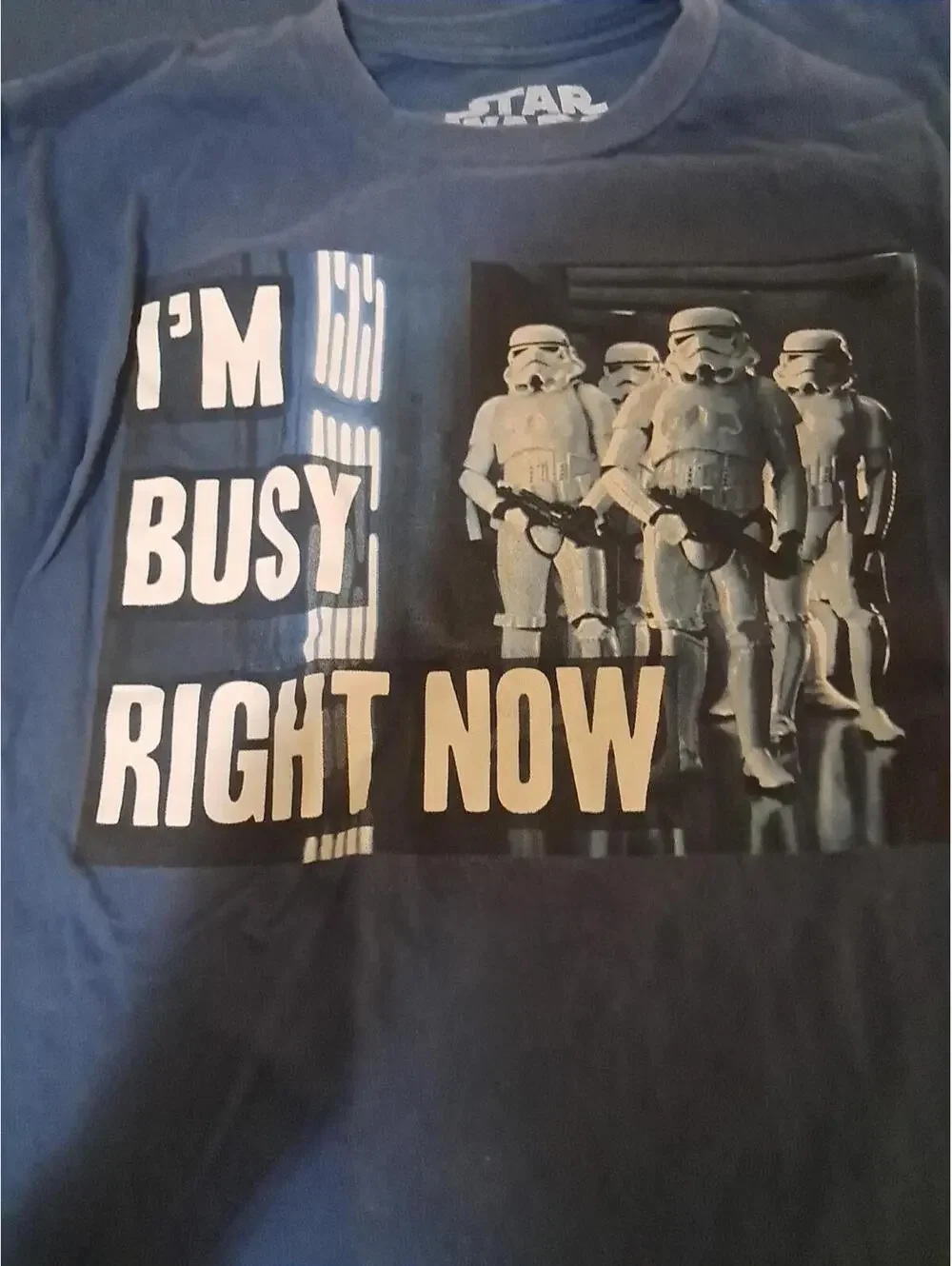 Star Wars Boys Small Im Busy Right‎ Now T-Shirt Blue